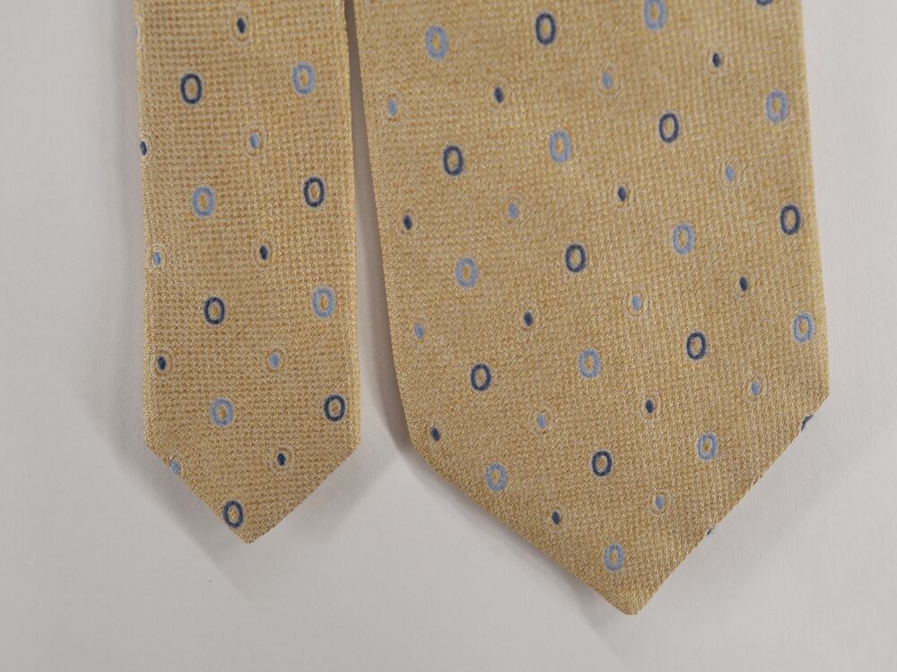 Italo Ferretti Silk Tie Men Gold Yellow Blue Geometric Medallion Italy 3.75"x62"